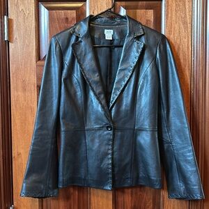 Cache Black Leather Jacket Blazer Size 4